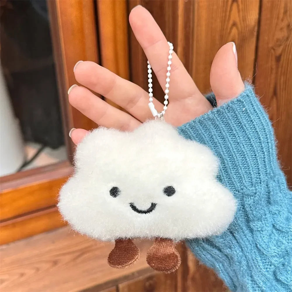 Cute Cloud Plush Brooch Keychain Bag Charm Pendant for Girls