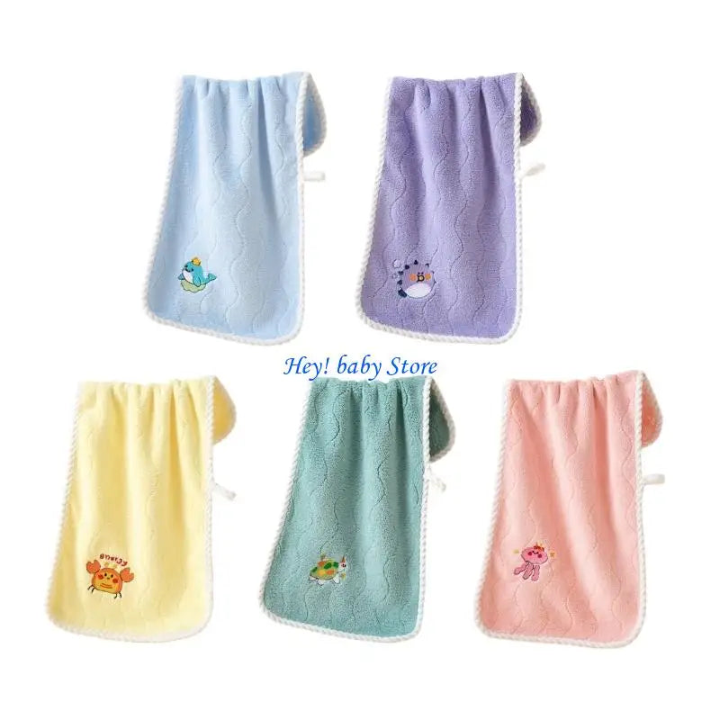 Kids Coral Fleece Hand Towel – Soft Animal Print for Toddlers