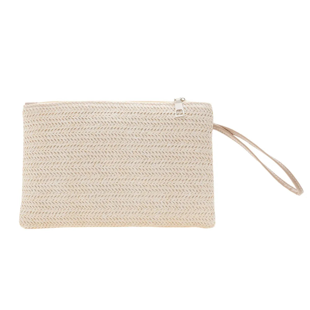 Bohemian Woven Clutch Wristlet Bag | Women's Beach Purse Peaceful Pleasures Health and Wellness WHITE United States