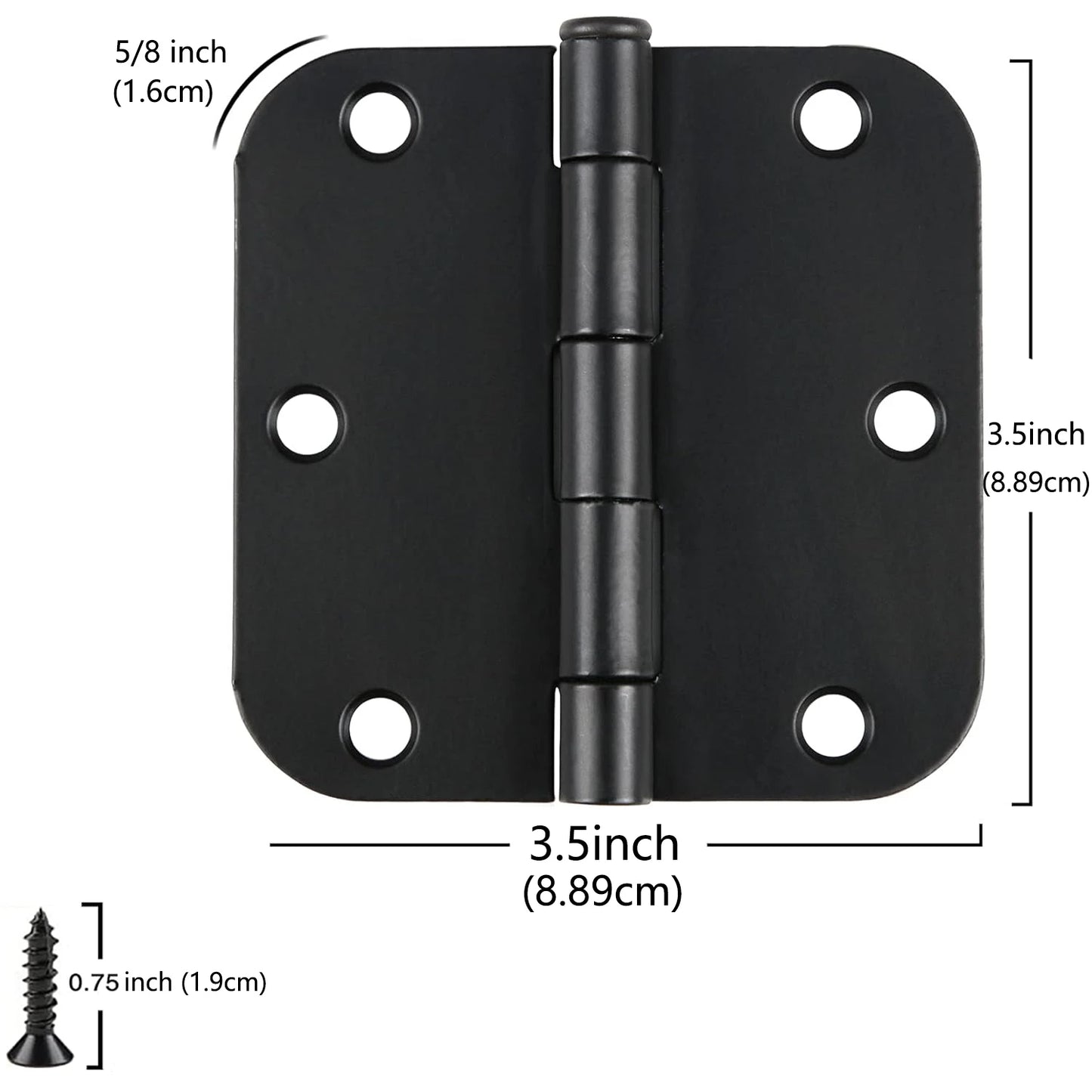 Round Matte Black Door Hinges 5 8 Radius Internal 3 1 2 Flat Iron