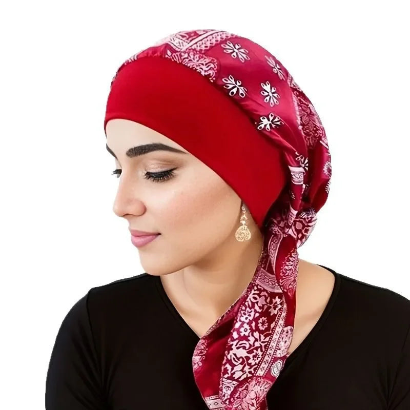 Pre-Tied Satin Hijab Turban Bonnet – Sleep Cap & Head Wrap