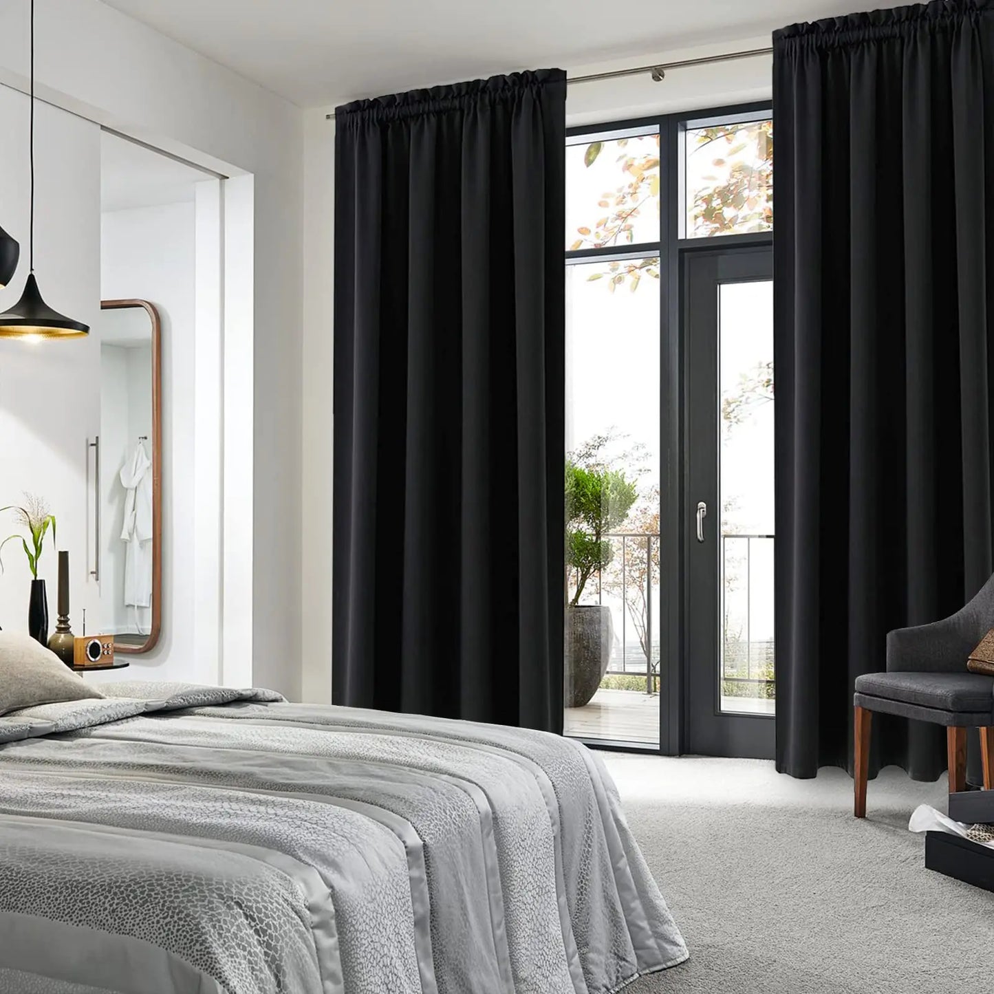 Blackout Curtains for Bedroom Thermal Top Tape Blackout Curtain Drapes for Home Room Light Blocking Darkening Window Treatment Peaceful Pleasures Health and Wellness
