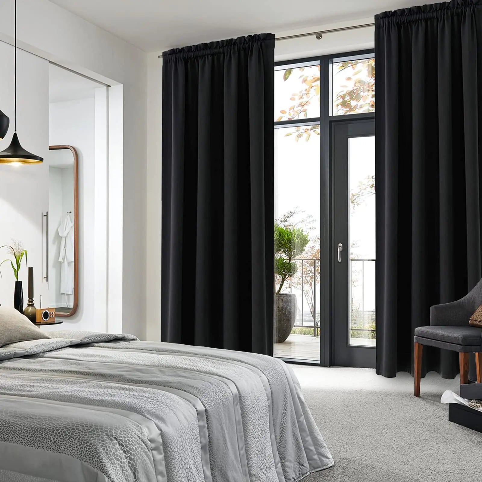 Blackout Curtains for Bedroom Thermal Top Tape Blackout Curtain Drapes for Home Room Light Blocking Darkening Window Treatment Peaceful Pleasures Health and Wellness