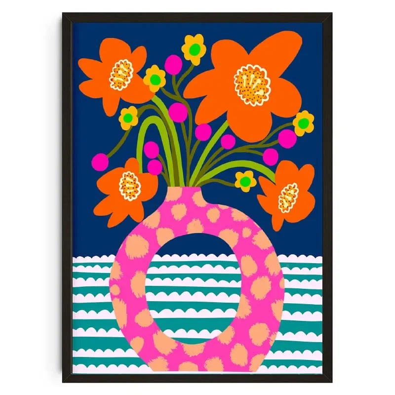 (1pc frameless)Pink Flower Market Vase Floral Plant Cute Wall Art Canvas Painting Nordic Posters And Prints Wall Picture For Peaceful Pleasures Health and Wellness 16 40x60cm Unframed
