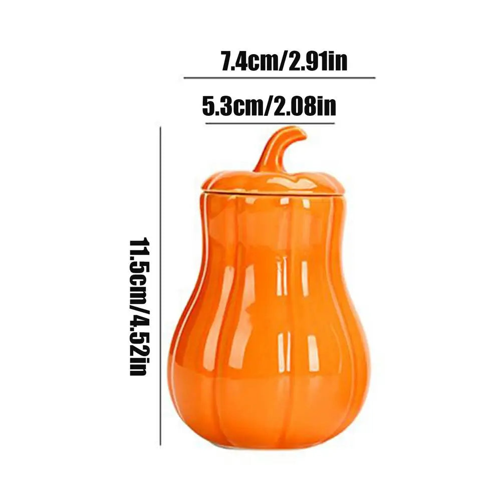 Ceramic Pumpkin Jar With Lid Sealing Storage Canister, Dried Fruits Loose Tea Homeowners Collectors Kitchen Fall supplies Peaceful Pleasures Health and Wellness S