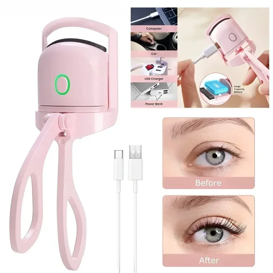 Heated Eyelash Curler Fast 5s Heat up 24 Hours Long Lasting USB Rechargeable Electric Lash Curler Quick Natural Curling Lashes Peaceful Pleasures Health and Wellness