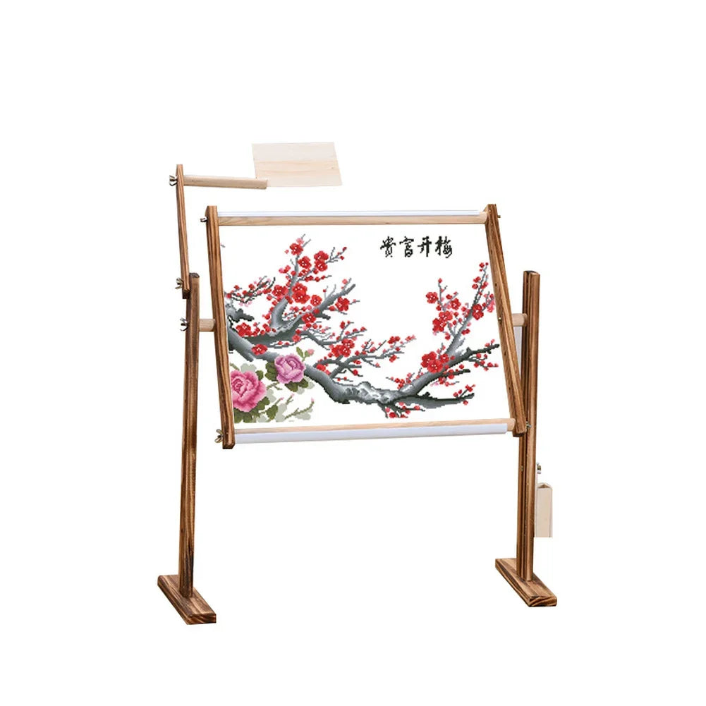 Adjustable Solid Wood Cross Stitch Rack Wooden Stand Desktop Cross Stitch Embroidery Frame Cross Stitch Tool Accessory Peaceful Pleasures Health and Wellness