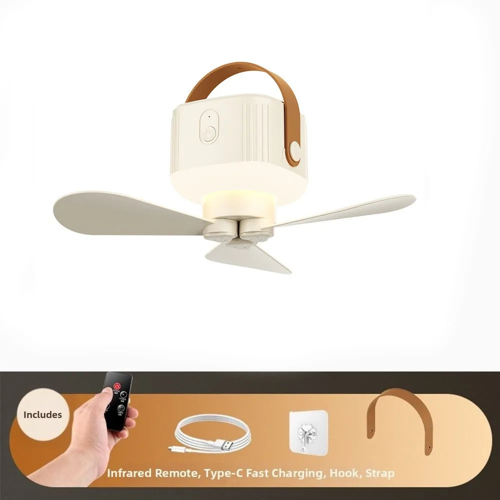 Rechargeable Hanging Ceiling Fan with LED Light & Remote Control
