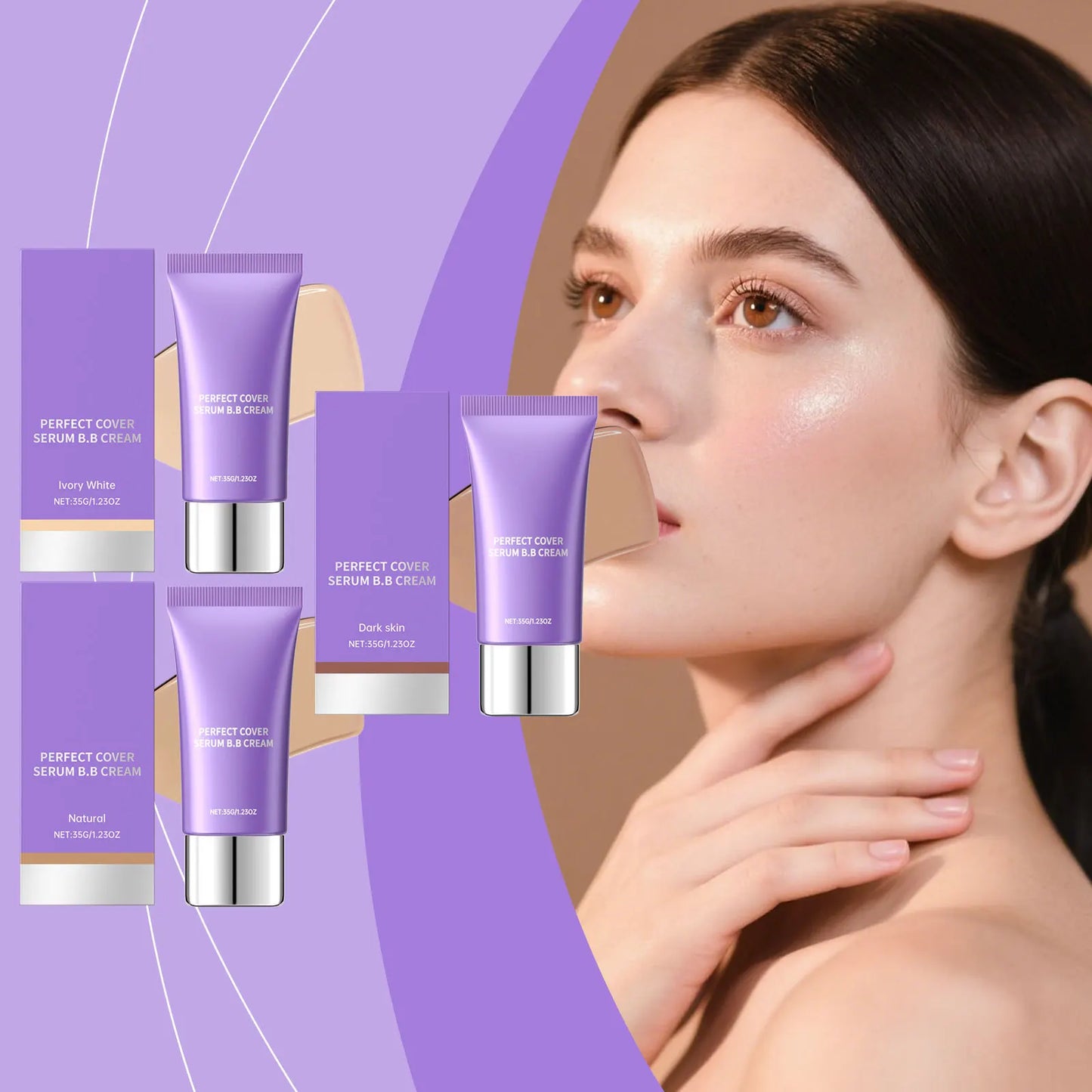 Moisturizing Serum BB Cream Concealer Lightweight Natural Base Makeup Oil Control Even Skin Tone Brightening Foundation Cosmetic Peaceful Pleasures Health and Wellness