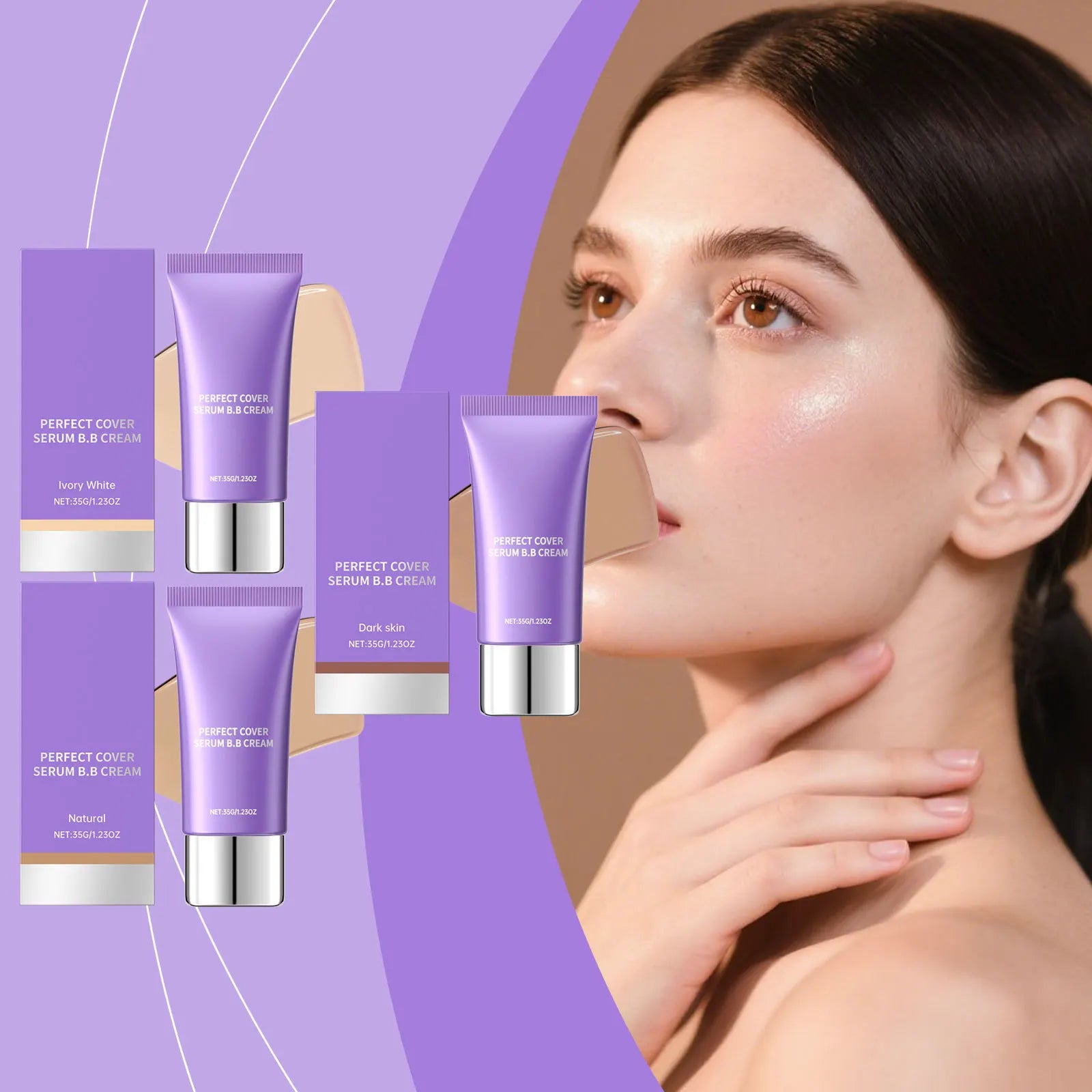Moisturizing Serum BB Cream Concealer Lightweight Natural Base Makeup Oil Control Even Skin Tone Brightening Foundation Cosmetic Peaceful Pleasures Health and Wellness