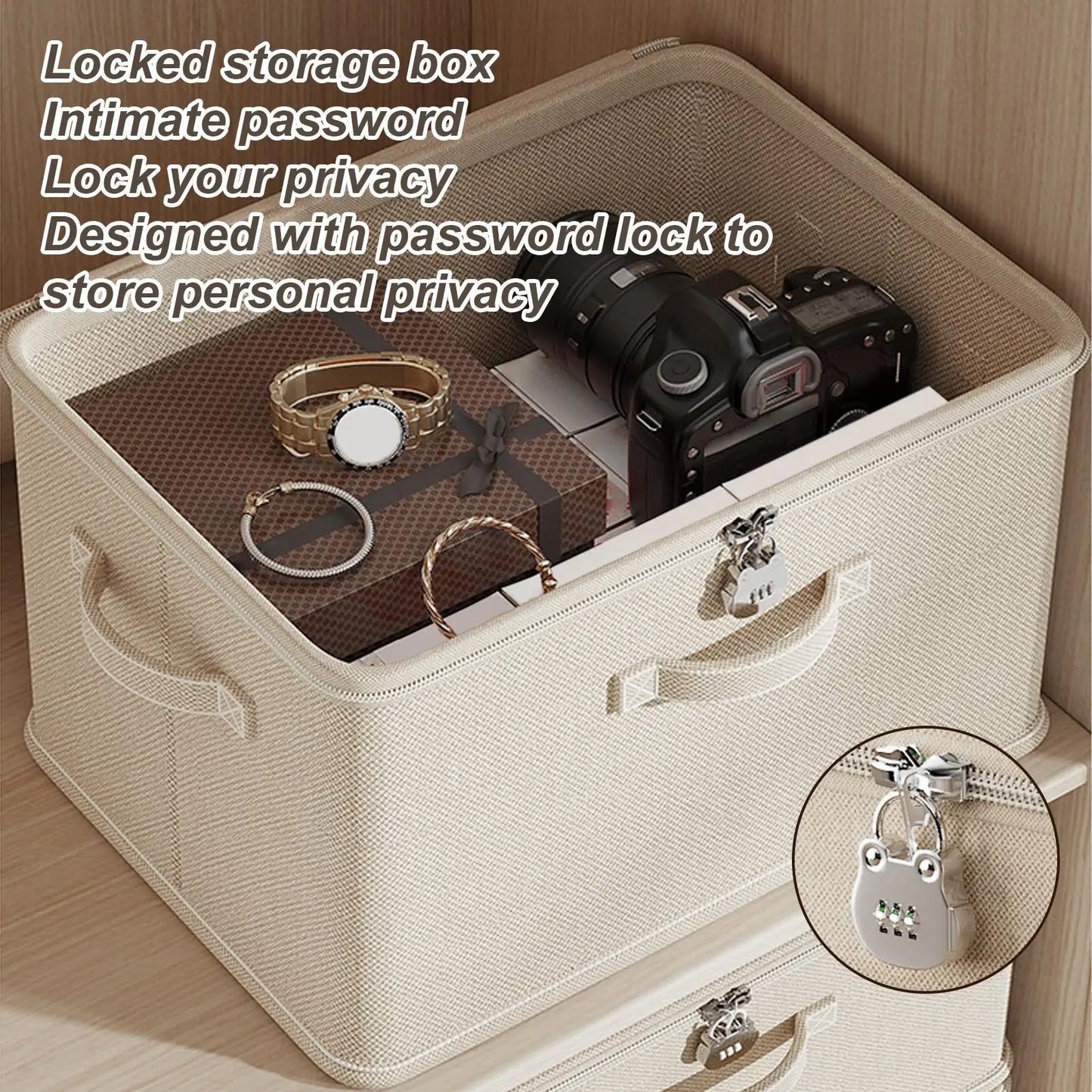 Lockable Storage Box, Odor Proof Stackable Container With Handle, Washable Shelf Baskets For Blanket Clothing Toys Home Organiza Peaceful Pleasures Health and Wellness
