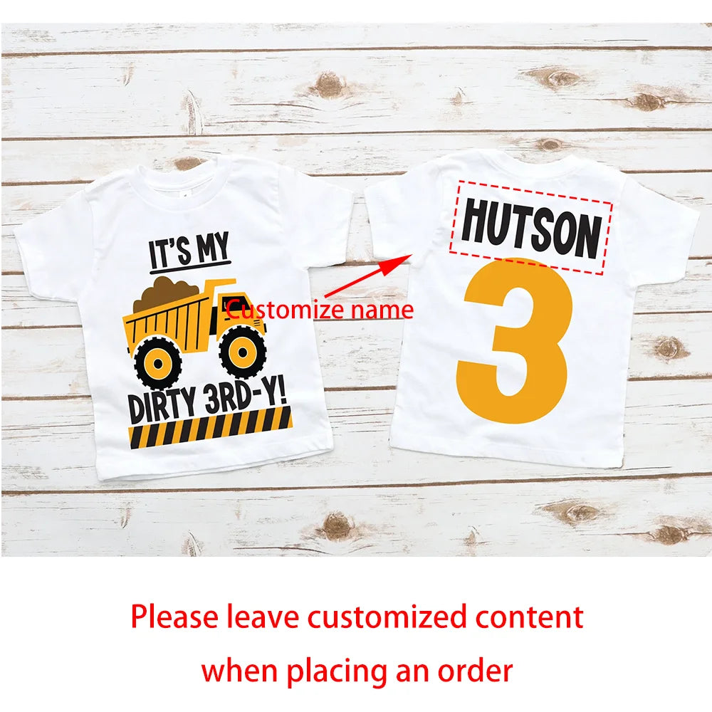 Dirty 3rd Birthday Dump Truck Toddler Shirt | Construction Party