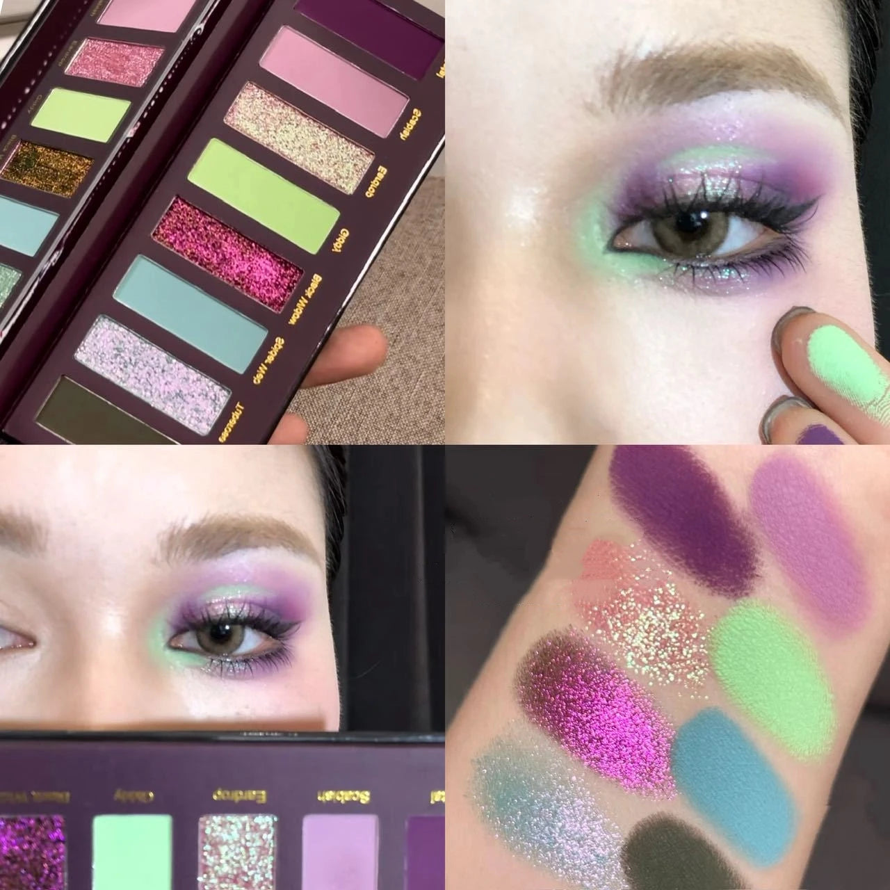 8-Color Smoked Green Eyeshadow Palette | Glitter & Metallic