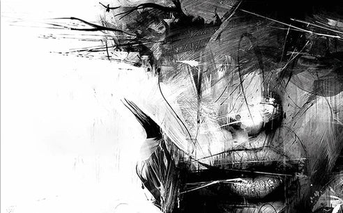 Abstract Face Black & White Canvas Wall Art | Modern Decor