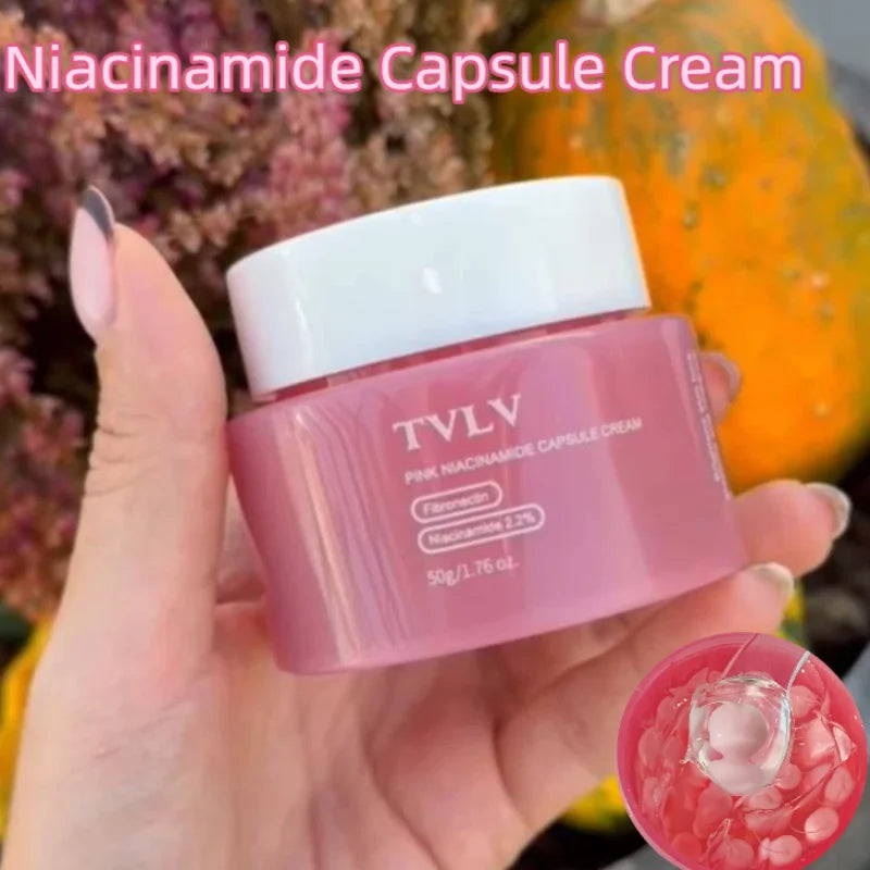 Pink Niacinamide & Vita C Capsule Cream Niacinamide Reduces Dullness Firms Skin Moisturizes Evens Skin Tone Nourishes Face Cream Peaceful Pleasures Health and Wellness