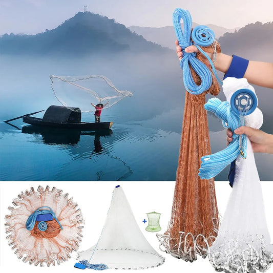 Saltwater Fishing Cast Net for Bait Trap Fish 3ft/4ft/5ft/6ft/8ft Radius Casting Nets with Heavy Duty Zinc Sinker Easy to Throw Peaceful Pleasures Health and Wellness