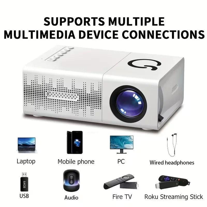 MINI Projector Portable 3D LED Video Projectors Home Cinema Theater Game Laser Beamer Smart TV BOX 1080P Via HD Port Peaceful Pleasures Health and Wellness