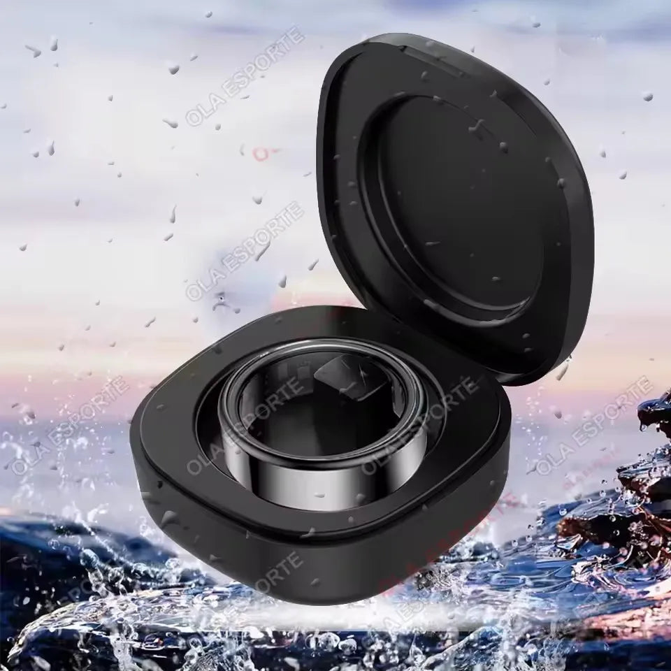 New R09 Smart Ring Men Women with Charging Case,Heart Rate Blood Oxygen,Skin Temperature Monitor,5ATM Waterproof For Android IOS Peaceful Pleasures Health and Wellness Black Pro 8