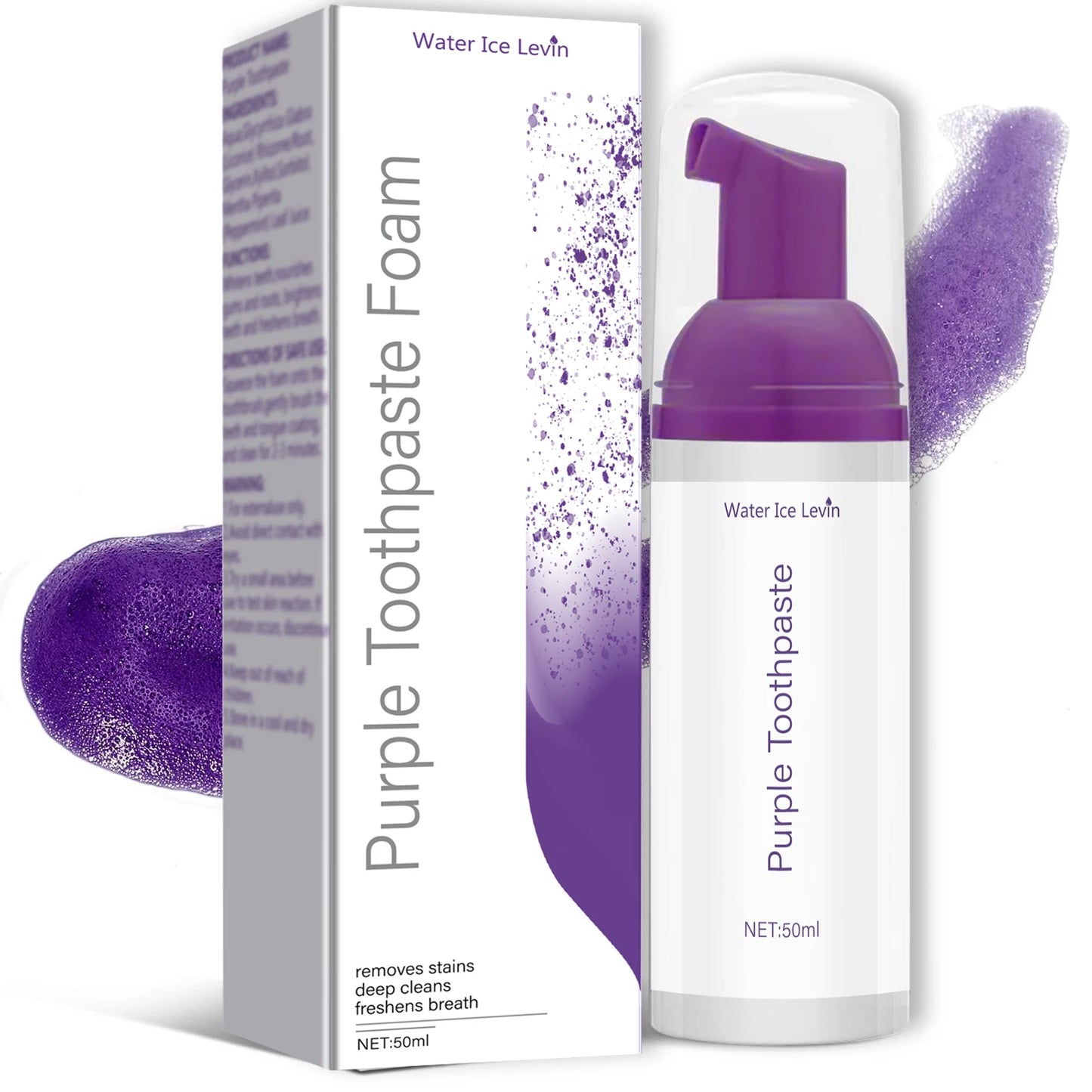 Purple Mousse Toothpaste 50ml – Whitening & Fresh Breath Mousse Toothpaste Peaceful Pleasures Health and Wellness 50ml Box