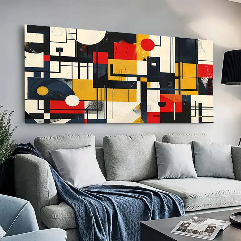 Vibrant Geometric Abstract Canvas Art - Modern Wall Decor, Colorful Shapes & Textures for Living Room, Bedroom - Style Poster Peaceful Pleasures Health and Wellness