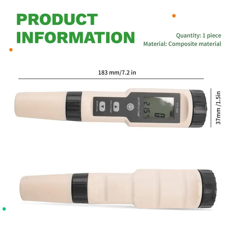 A36T-4 In 1 YY-400 PH/ORP/H2&TEM Meter Digital Hydrogen Concentration Tester For Aquarium, Swimming Pool Peaceful Pleasures Health and Wellness