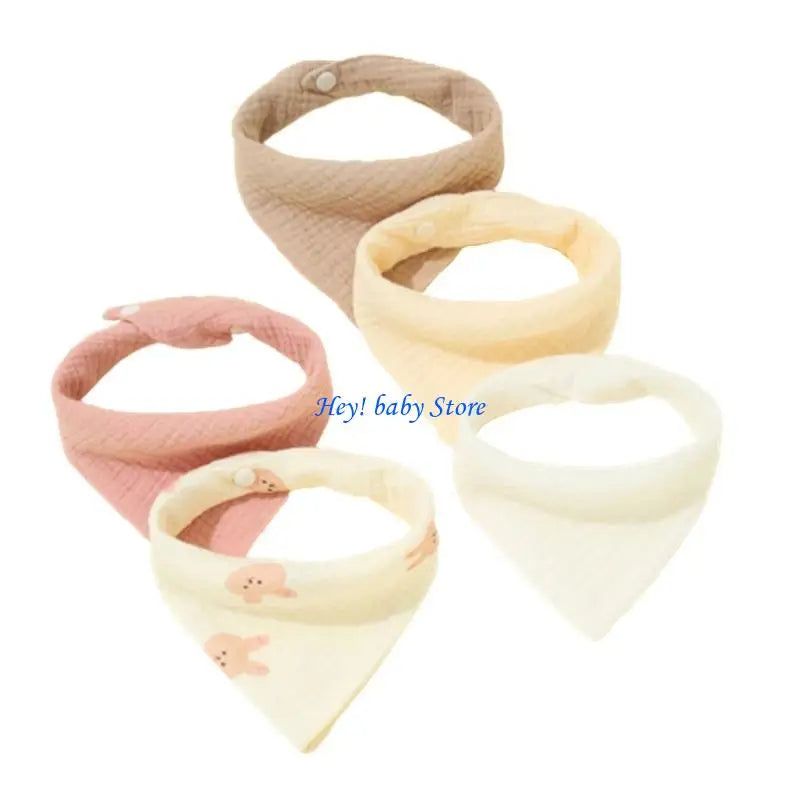 5-Pack Soft Cotton Baby Drool Bibs | Teething Burp Cloths