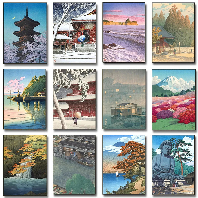 Kawase Hasui Artwork Posters and Prints Retro Japanese Landscapes Canvas Painting Wall Art Pictures for Room Office Home Decor Peaceful Pleasures Health and Wellness