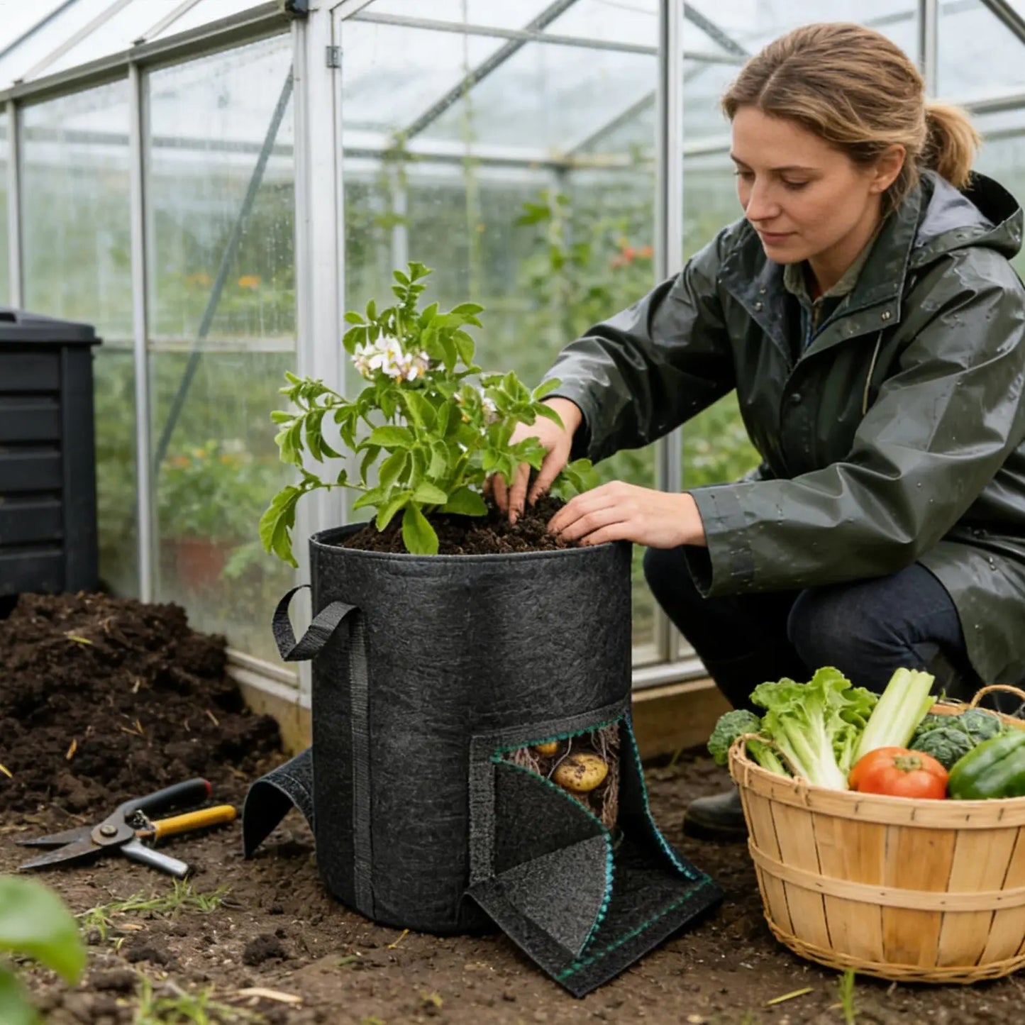 Non-Woven Potato Grow Bags Fabric Planter for Carrot Tomato Onion, Grow Bags Vegetable Container for Balcony Patio Garden Peaceful Pleasures Health and Wellness