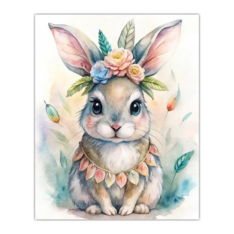 Woodland Animal Floral Wreath Canvas Print | Nursery Wall Art Canvas Wall Art Print Peaceful Pleasures Health and Wellness