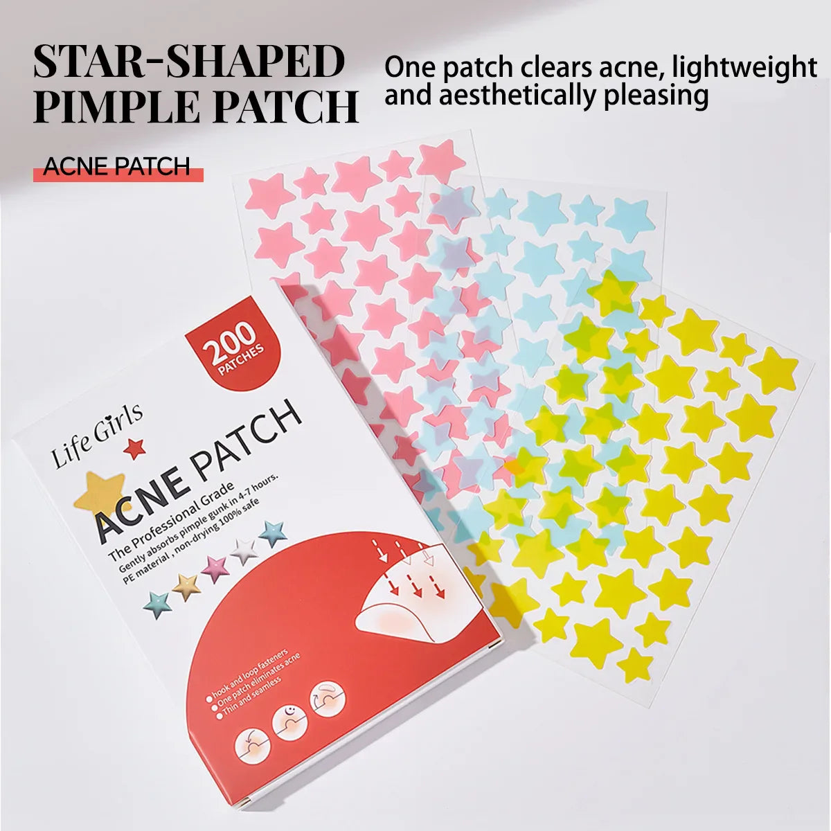 200pc Star Hydrocolloid Acne Patches – Ultrathin & Breathable