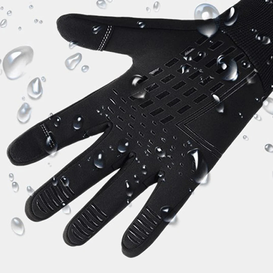 1Pair Outdoor Autumn And Winter Plus Velvet Warm Gloves For Men And Women, Touch Screen Non-slip Bicycle Riding Gloves Peaceful Pleasures Health and Wellness