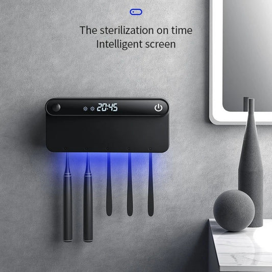 Smart UV Toothbrush Holder Sterilizer LED Timing Disinfection Toothpaste Squeezer Dispenser Bathroom Accessories Set Peaceful Pleasures Health and Wellness