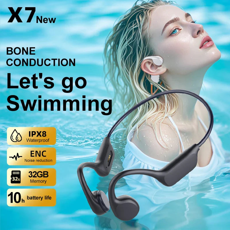 IPX8 Bone Conduction Headphones 32GB MP3 Bluetooth Swimming