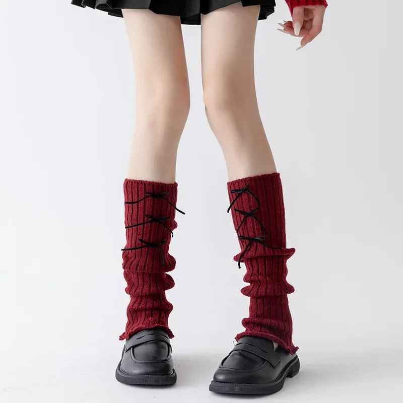 Fashionable Versatile Socks for Women Autumn Winter Red Legs Set Lolita Korean Lace Year Christmas Red Ballet Style JK Calf Sock Peaceful Pleasures Health and Wellness H One Size