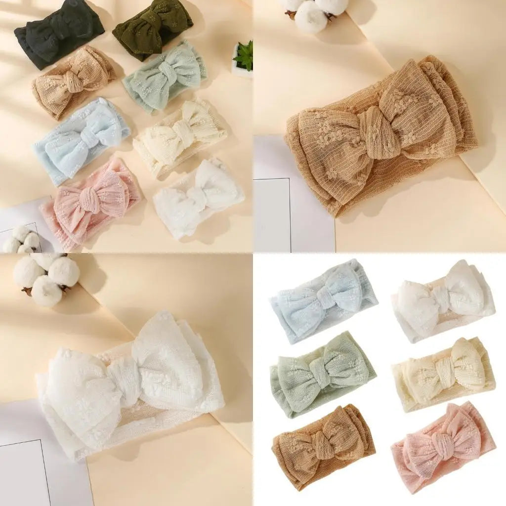 Baby Girl Lace Mesh Headband Bowknot | Soft Newborn Hair Wrap