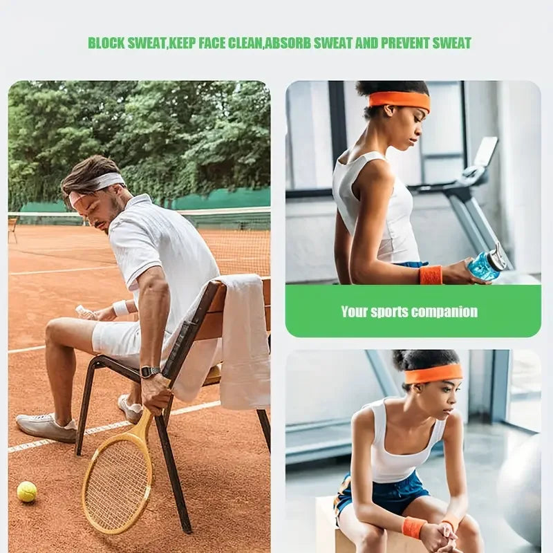 A Set Of Wristband Headband Headband Set For Sports,Sweat Absorbing,Basketball,Headband And Wrist Protection Peaceful Pleasures Health and Wellness