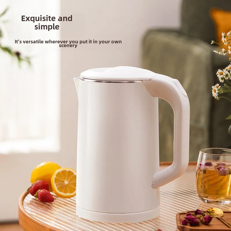 US/EU 110V/220V Stainless steel Electric Kettle Double-layer Anti scalding Keep Warm Pot Large Capacity Coffee Hot Water Boiler Peaceful Pleasures Health and Wellness