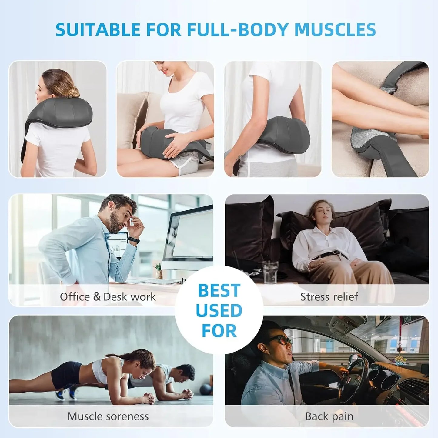 Back Massager, Heated Shiatsu Neck Massager, Portable Full Body Massager,Deep Kneading Shoulder Electric Massage shawl,Waist Leg Peaceful Pleasures Health and Wellness
