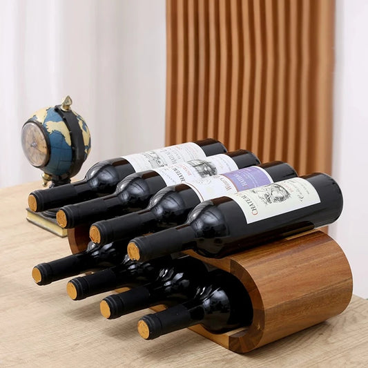 Wooden Double-layer Red Wine Display Piece Solid Wood Modern Minimalist Desktop Red Wine Display Rack Red Wine Display Rack Peaceful Pleasures Health and Wellness