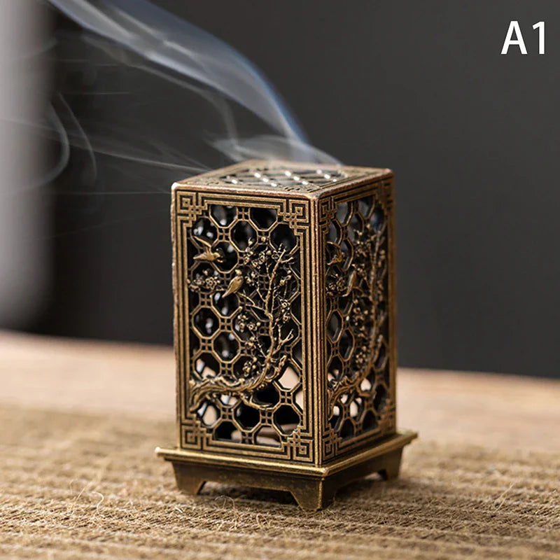 Square Alloy Incense Burner | Chinese Censer Aromatherapy Holder