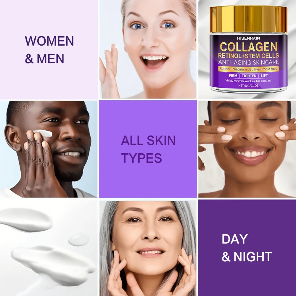 HISENRAIN Premium Collagen & Retinol Face Cream - Anti-Aging Moisturizer for Wrinkle Reduction, Firming & Hydrating Skin. Peaceful Pleasures Health and Wellness