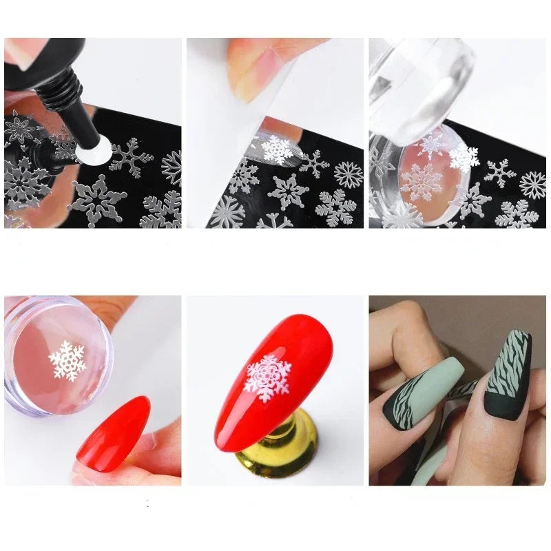 6-Piece Nail Art Stamping Kit – Silicone Stamper & Scraper