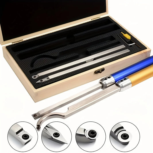 4 6-in-1 Carbide Tip Wood Lathe Chisel Cutting Inserts Storage Box Peaceful Pleasures Health and Wellness