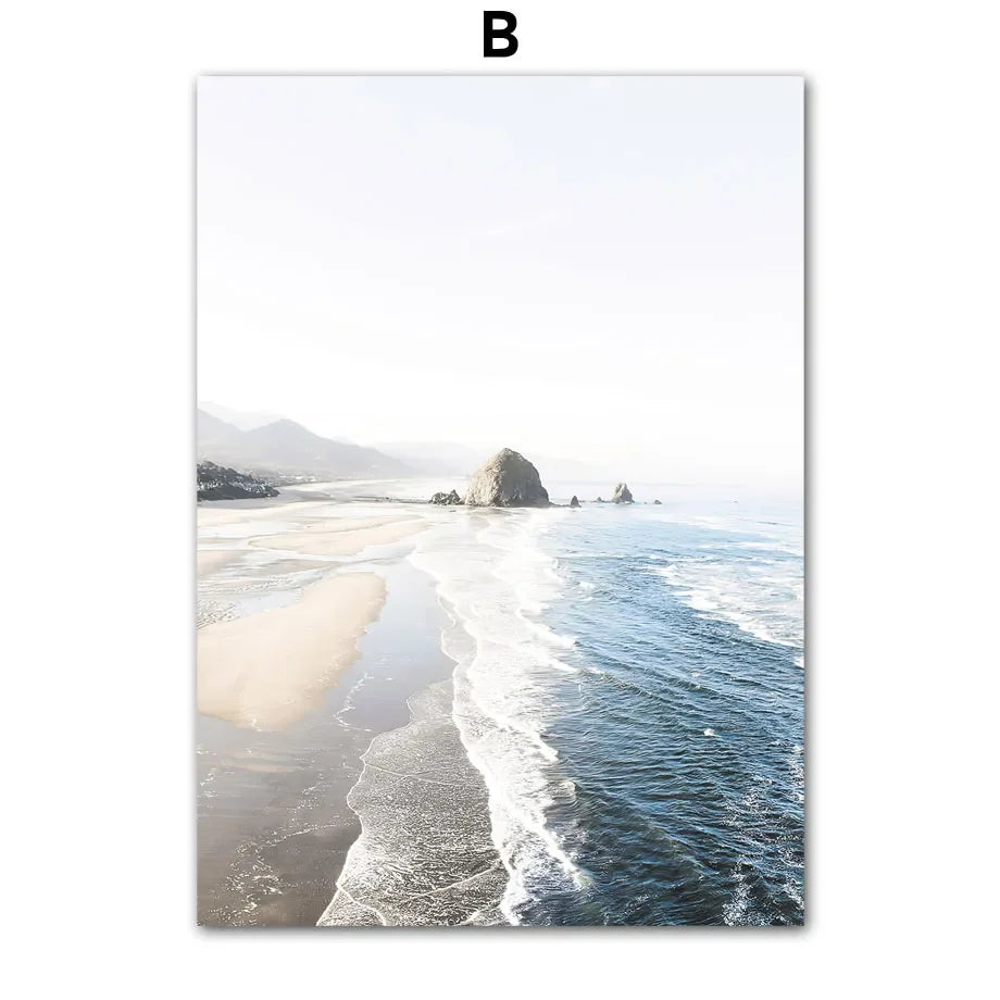 Beach Canvas Wall Art – Waves, Sea Turtles & Coconut Trees Canvas Wall Art Peaceful Pleasures Health and Wellness B 30X40 cm No Framed