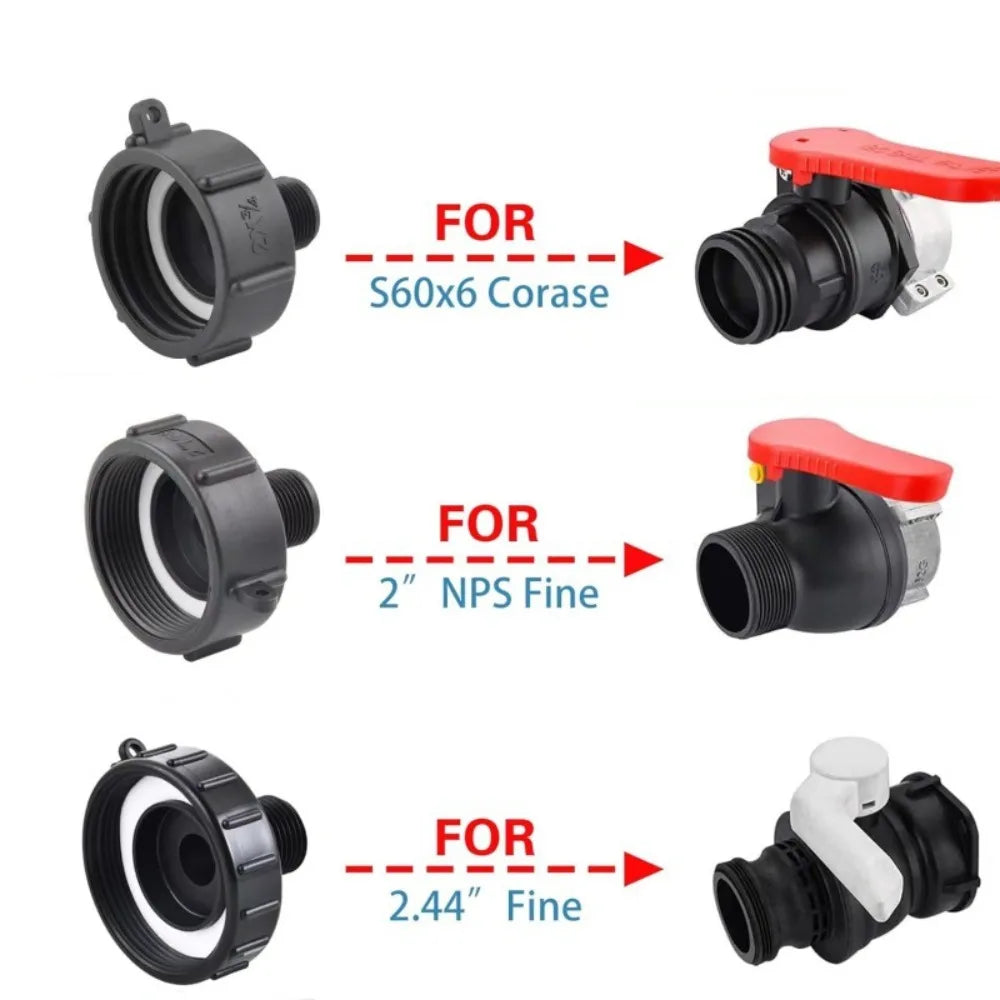IBC Tank Adapter 2" Fine to 3/4" Garden Hose Thread Fitting