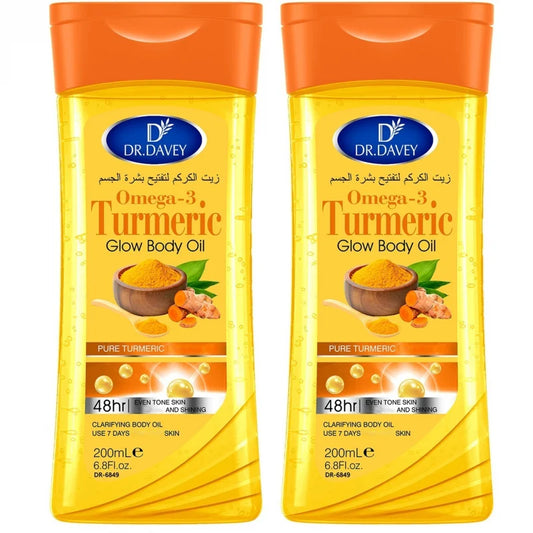 2pcs 200ml Turmeric Omega-3 Glow Body Oil Body Skin Care Oil Moisturizing and Hydrating Care Suitable for All Seasons Body Face Peaceful Pleasures Health and Wellness