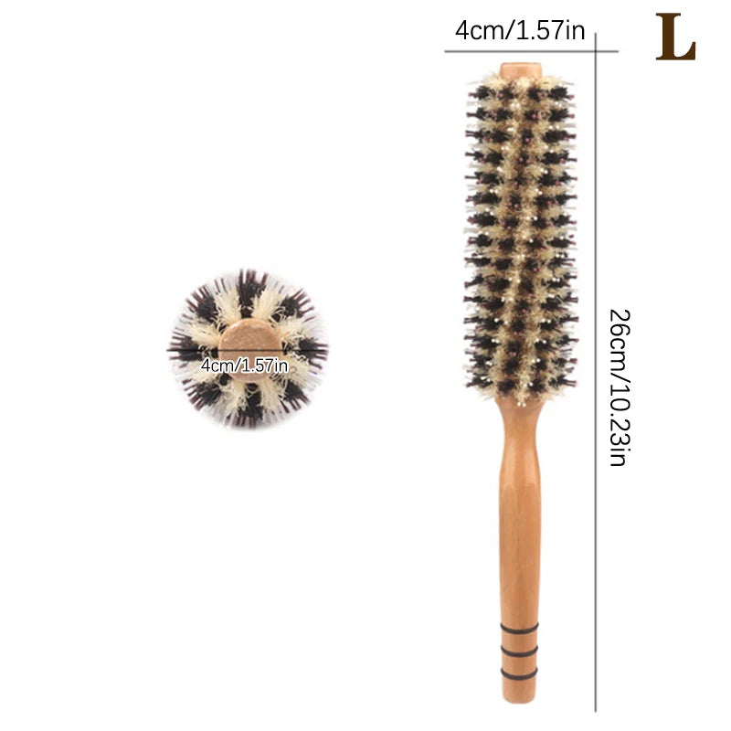 Natural Boar Bristle Roller Hair Brush for Women Hair Brushes Peaceful Pleasures Health and Wellness L