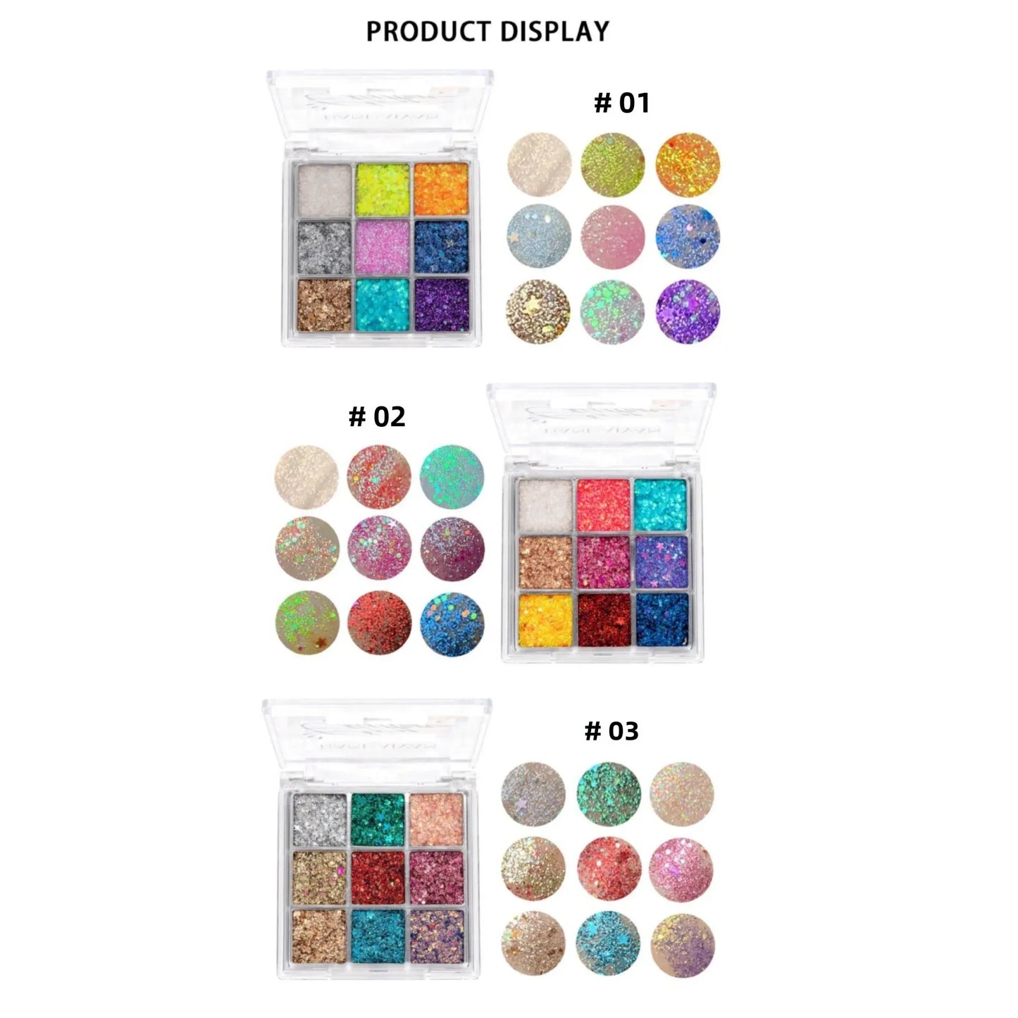 Handaiyan 9-Color Glitter Eyeshadow Palette – Shimmer Party Makeup