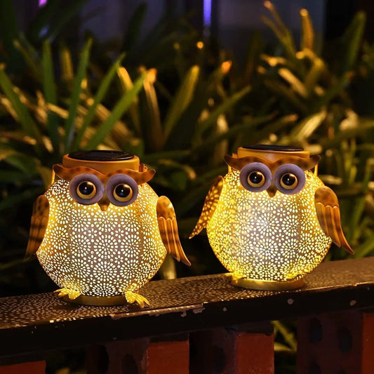 Solar Owl Garden Stake Light | Hollow Iron Projection Lamp Solar Garden Stake Light Peaceful Pleasures Health and Wellness