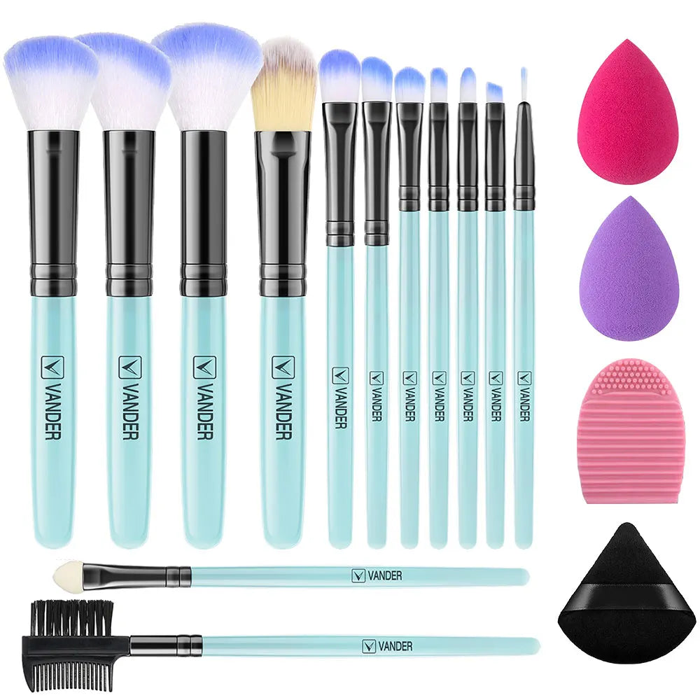 Soft Fluffy Makeup Brush & Sponge Set – Blush, Eye & Foundation